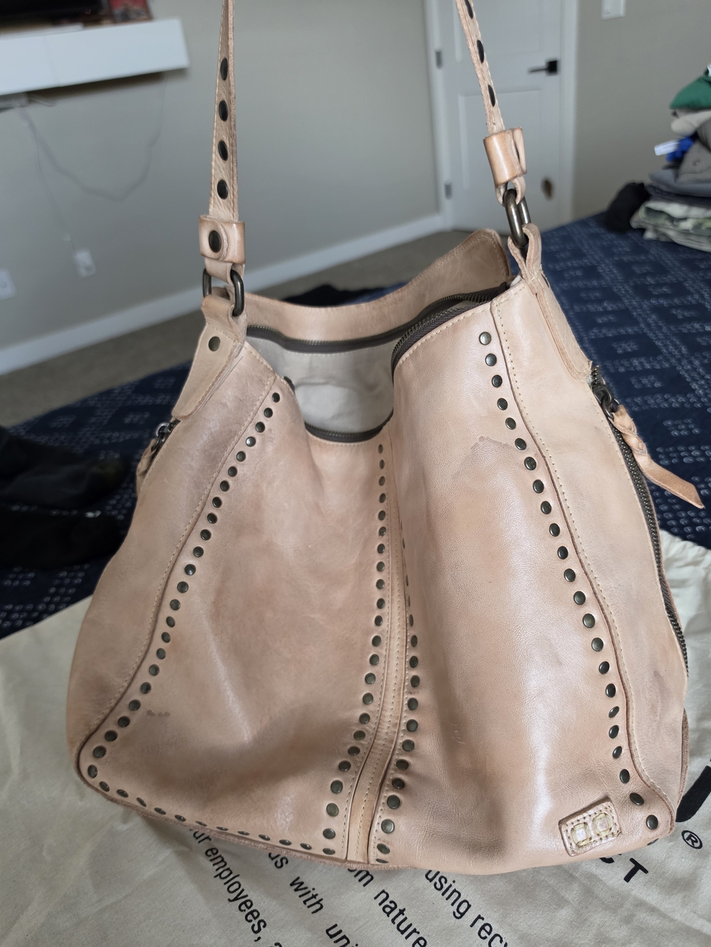 Bed Stu Packet LTC Leather Studded Shoulder Bag - Picture 2 of 10